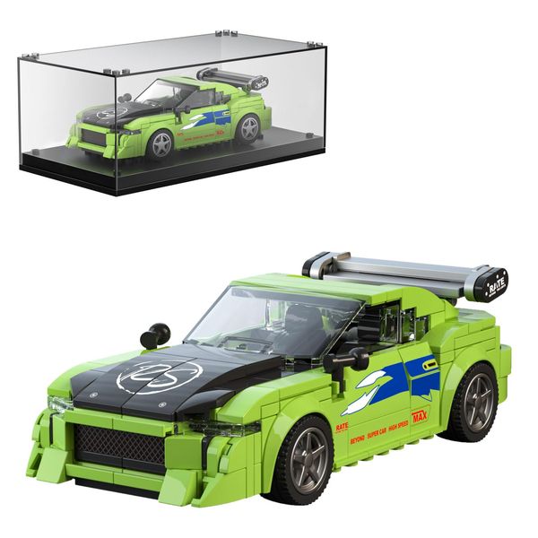 Mould King Speed Champions Eclipsecross JDM Car Building Toys with Acrylic Display Case Model Race Car Toy Building Blocks Kit 27033 Collectible Racing Vehicle Set for Kids Age 8+ Teens Adults