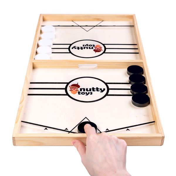 Nutty Toys Sling Puck Family Game XL - Fast & Rapid Tabletop Table Battle, Top Xmas Gift 2024, Unique Kids & Adults Christmas Stocking Stuffer Idea, Best Teenage Girl, Teen Boy & Tween Holiday Present