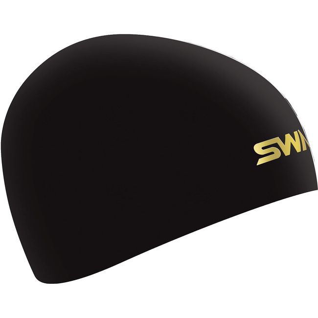 SWANS SA-10S BK Swim Cap, For Competitive Swimming, Black, Silicone Cap, FINA Approved Model