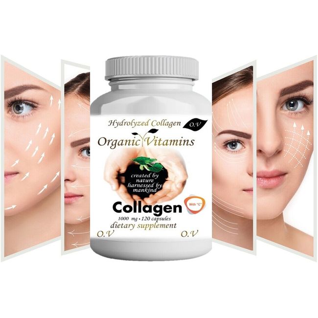 Collagen hydrolyzed Vitamin C 1000 MGS hair skin nail 120 Capsules