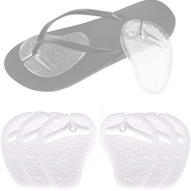 3 Pairs Self Adhesive Gel Cushion Pad Sandal Padding Gel Metatarsal Pads Flip Flops Pads Shoes Grip Pads for Sandals Forefoot Cushions Inserts Thong Toe Protectors Relief Pain