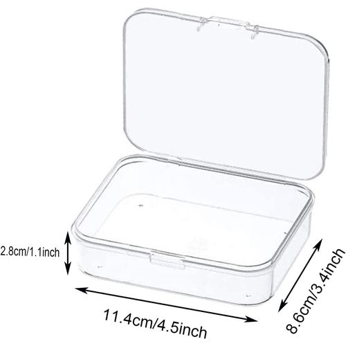 12 Pcs Mini Plastic Storage Containers Box with Lid, 4.5x3.4 Inches Clear Rectangle Box for Collecting Small Items, Beads, Game Pieces, Business Cards, Crafts Accessories