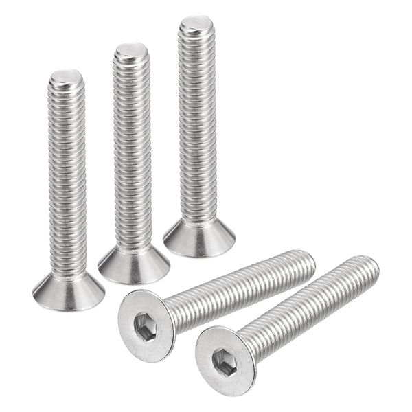 uxcell 5/16-18x2 Flat Countersunk Head Socket Cap Screws, 20Pcs 304 Stainless Steel Hex Socket Flat Head Screws, Full Thread, Countersunk Bolts