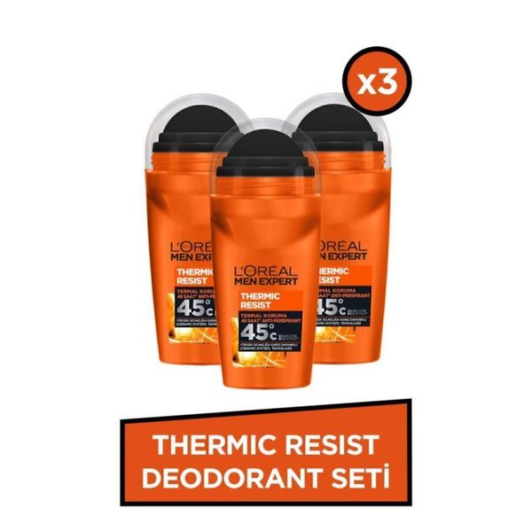 Thermic Resist Anti Perspirant Yüksek Sıcaklıkta Etkili Erkek Roll On Deodorant 50ml 3'lü Set