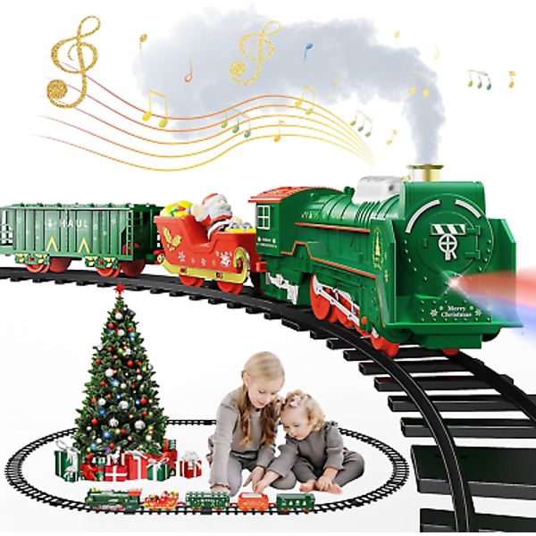 Train Set, Electric Train Sets for Boys Toddlers, Toy Train with Steam Locomotiv