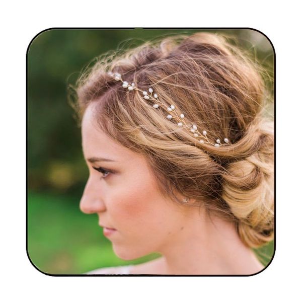 Catery Bride Wedding Headband Pearl Hair Vine Bridal Headpiece Hair Accessories for Women and Girls (Gold)