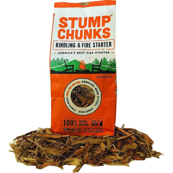 Stump Chunks: SC-3 0.3 Cu Ft Kindling & Fire Starters - Natural Fire Kindling Wood Sticks & Firewood Starter - Firestarter Sticks from Recycled Tree Stumps - Medium Bag