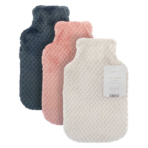 Super Soft Luxurious Popcorn Plush Hot Water Bottle - Great for Long Winter Nights - Perfect Cuddle Companion - Keep Yourself Warm This Winter (Grey)