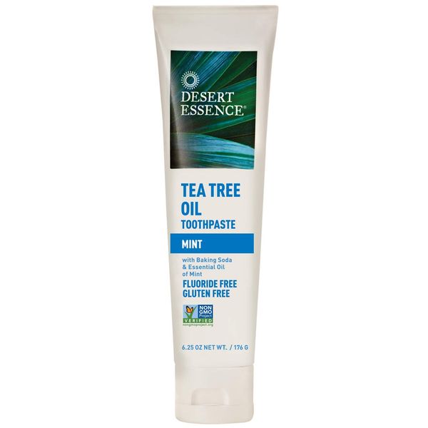 Desert Essence Tea Tree Oil Toothpaste - Mint - 6.25 Oz - Refreshing Taste - Deep Cleans Teeth & Gums - Helps Fight Plaque - Sea Salt - Pure Essential Oil - Baking Soda - Promotes Healthy Mouth