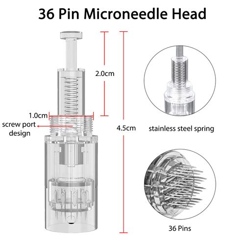Pack of 20 Microneedling Needles 36 Pins Replacement Derma Pen Micro Needle Needle Cartridges Micro Nano Needles Cartridges Replacement Parts Dermapen Microneedling Device Replacement Needles Needle
