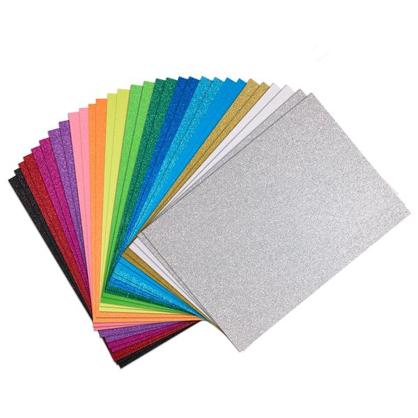 Springboard A4 Glitter Card Sheets - 230gsm Non Shed Glitter Cardstock for Card Making - Glitter Card Compatible w/ Die-Cutting Machines - Sparkly Craft Supplies - Assorted Colours - 30 -Pack