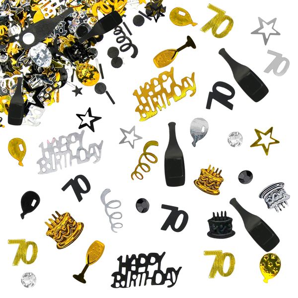 Giftota 70th Birthday Confetti (Gold Black) 30g, 70th Anniversary Confetti, 70th Number Confetti, 70th Birthday Anniversary Confetti Decoration Wedding Party Table Decorations