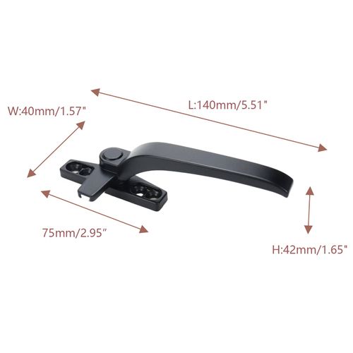 Savagrow Casement Window Locking Handles Grips Aluminum Alloy Right Hand & Left Hand Locks, Black 140 x 40 x 42mm