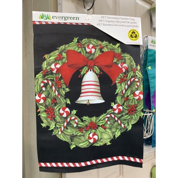 Christmas Bell and Wreath  Garden Suede Flag