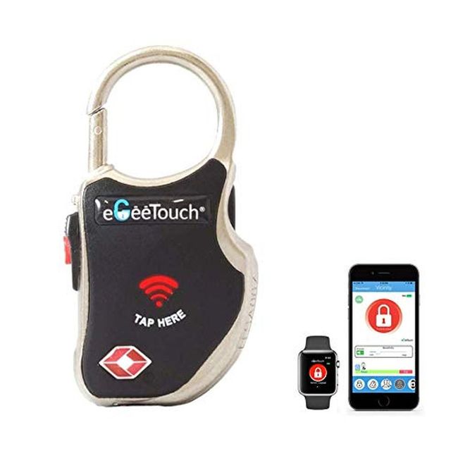 eGeeTouch Smart Travel Padlock with Patented Dual Access Technologies (NFC + ...