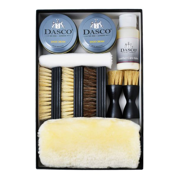 DASCO (PA-DSZG) Genuine British Traditional Quality Shoes, All Colors, Cream 2 Colors, Special Glove Set, Double (PA-DSZG) Shoe Polish Set, Shoe Care, Leather Shoes, Maintenance, Horse Hair Brush, Pig