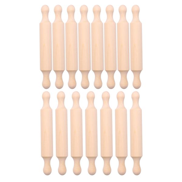 Dasing 15 Pieces Wooden Rolling Pin 6 Inches Long Mini Rolling Pin for Baking Kitchen Baking Rolling Pins Small Wood Clay Rolling Pin for Fondant