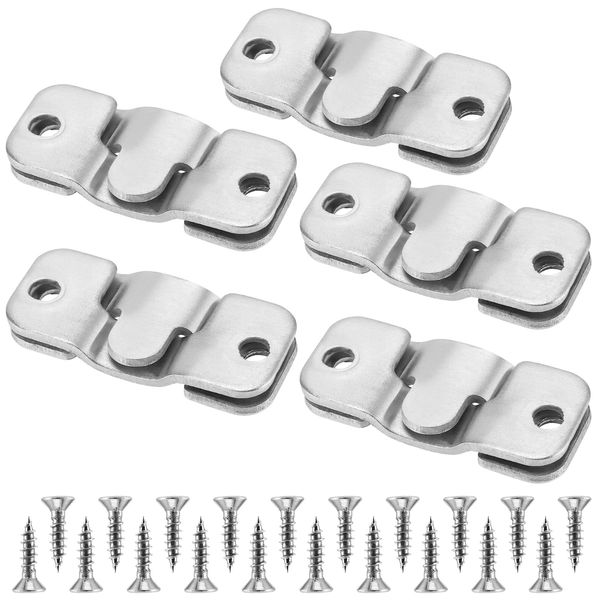 FUNSUEI 10 PCS Flush Mount Brackets, Headboard Brackets, Interlocking Furniture Brackets with Screws Stainless Steel Z Bracket for Pictures, Photos, Mirrors Frame
