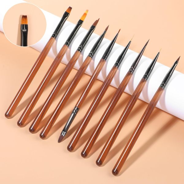 9 Pcs Nail Art Brushes Nail Art Pen Acrylic Nail Brushes for Gel Nails Nail Art Liner Brushes For Cleaning Fingernails Nail Dotting Tools for 3D Nail Art DIY Manicure Salon Home