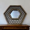 Super Cool Creations Hexagonal Wooden Framed Decorative Mirror with Honeycomb Pattern, 30 cm