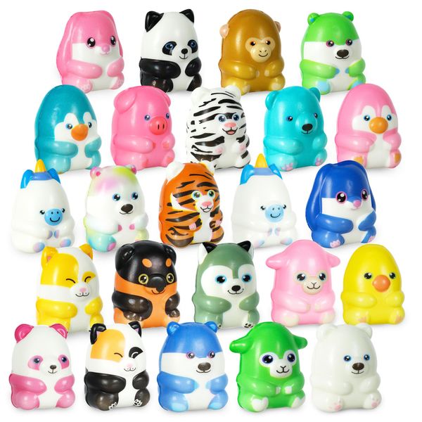 24 Pcs Slow Rise Squishies, Jumbo Mochi Squishy Toys, Squishy Fidget Toys, Soft Cute Animal Squishy Toys for Birthday Goodie Bag Stuffers, Pinata Stuffers, Classroom Prizes, Carnival Prizes