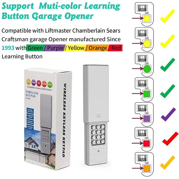 Universal Garage Door Opener Keypad Keyless Entry Control 2 Door for Chamberlain