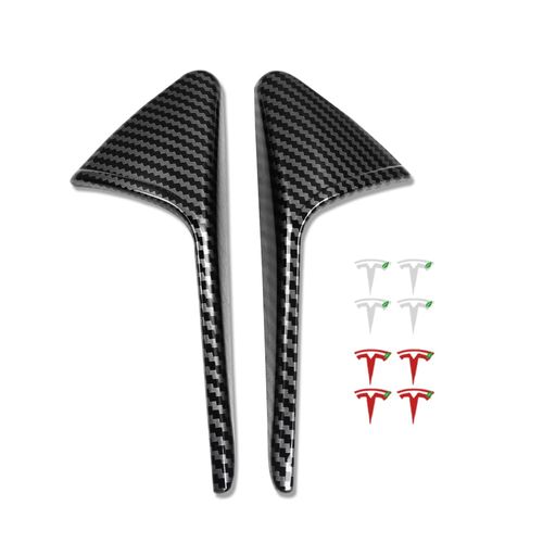 CoolKo Side Camera Turn Signal Covers Glossy Carbon Fiber Pattern Compatible with Tesla Model X S 3 Y (2 Covers & 8 Stickers)