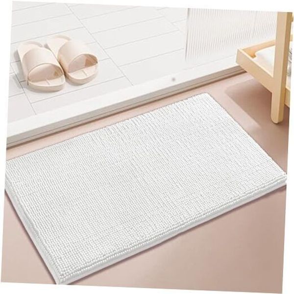 2PCS Memory Foam Bathroom Rug 20"×32",Thick Soft Absorbent Large Bright White