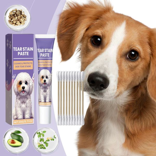 Pet Tear Stain Eye Stain Remover 20g Tear Stain Paste With 10* Cotton Swabs