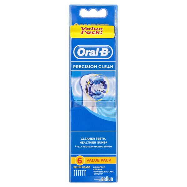 Braun Oral-B Precision Clean Refill Replacement Rechargeable Toothbrush Heads 6 In Pks