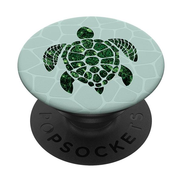 Chic light dark green Turtle on a Mint green color matching PopSockets Swappable PopGrip