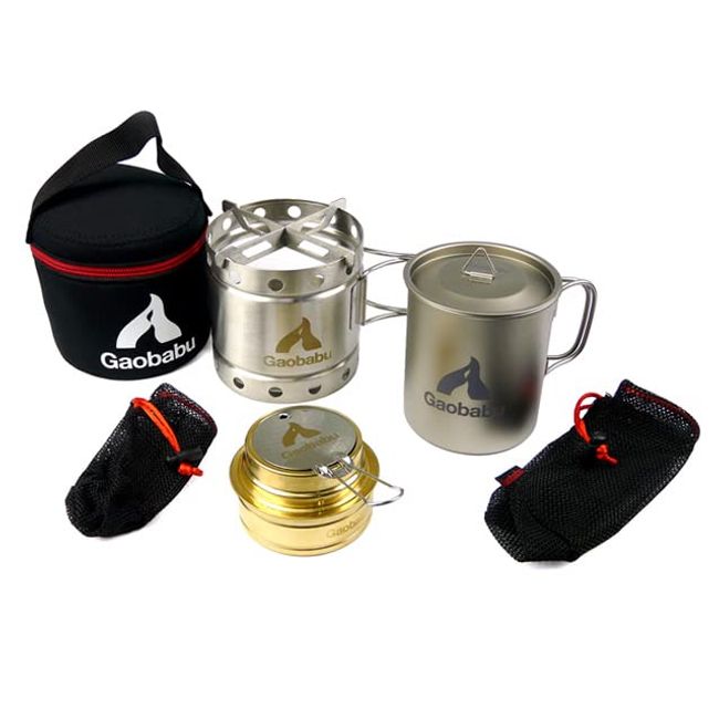 Gaobabu GSET-25 Gobabu Caribo Titanium Mug + Alcohol Burner Set