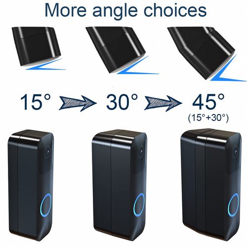 Blink Doorbell Mount, Adjustable (15 to 45 Degrees) Corner Mount, No-Drill Mounting Bracket for Blink Doorbell Camera, Wide Viewing Angle Mount, Black