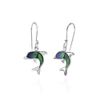 Sterling Silver Abalone Dolphin Animal Dangle Earrings