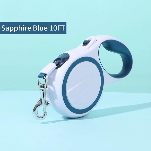 merhudt 10FT 360° Tangle-Free Retractable Dog Leash with Non-Slip Handle |One Hand Brake, Pause, Lock (Sapphire Blue)