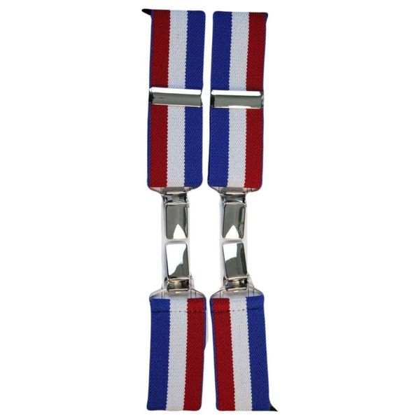 David Van Hagen Mens Union Jack 4 Clip Trouser Braces - White/Red/Blue