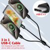 Multi USB-C Cable 3 in 1 USB-C Charging Cable Multiple Type- C USB Splitter, 4FT