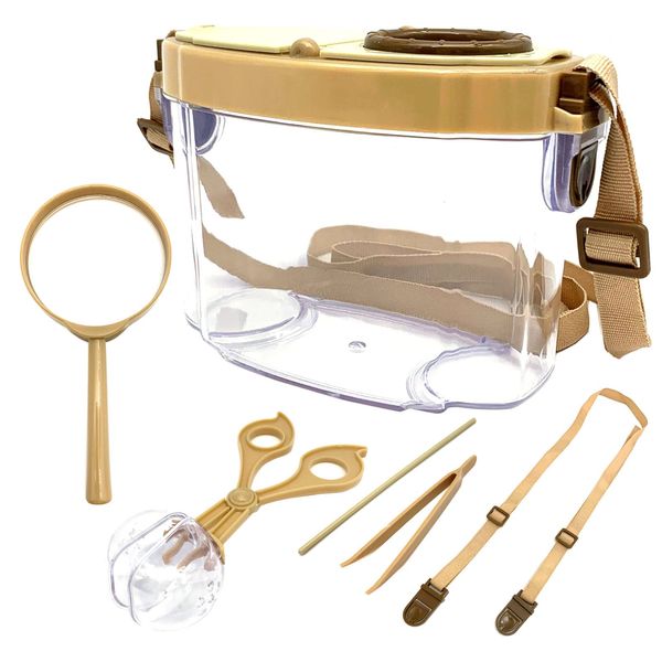 JTCJozz Bug Catcher Kit, Bug Collection Kit, Outdoor Nature Explorer Kit with Tweezers, Magnifying Glass, Science Educational Kit, Bug Observation Container for Boys and Girls (Gold)