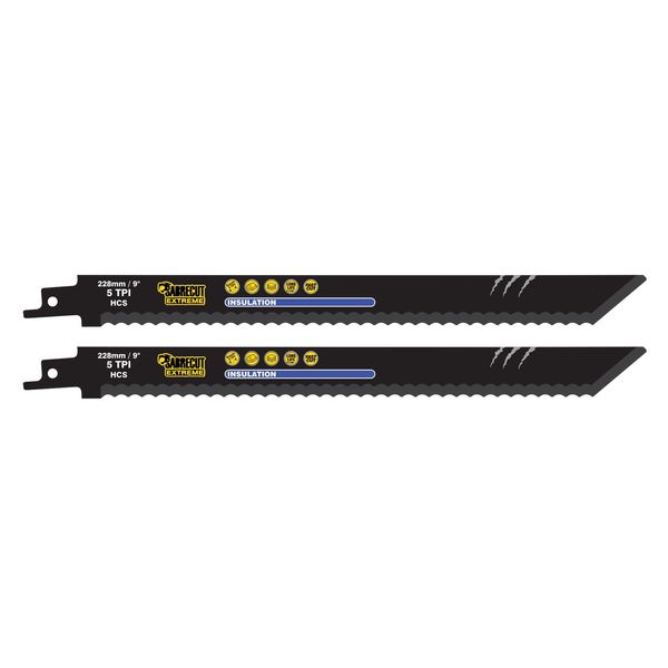 2 x SabreCut SCRS1113AWP 228mm 5 TPI S1113AWP Fast Insulation Materials, Wool, Cork, Leather and Cardboard Cutting Reciprocating Sabre Saw Blades Compatible with Bosch Dewalt Makita and many others