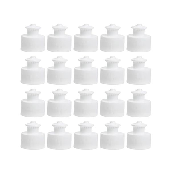 FZGLHQQ 20Pcs Push Pull Caps Reusable Bottle Caps Plastic Push Pull Replacement Caps Twisted Bottle Lids for Water Bottles(White)