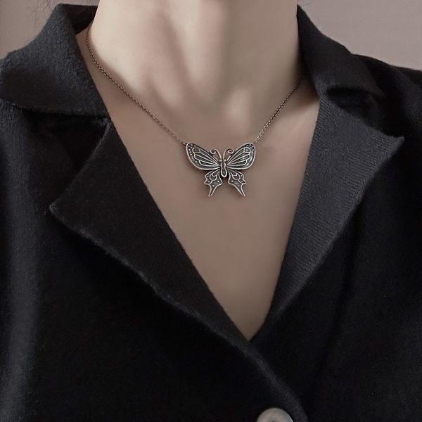 925 Silver Butterfly Necklace Antique Butterfly Silver Necklace