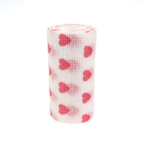 KEQCQE Self Adhesive Bandage Wrap Animal Cohesive Bandage Self Adherent Wrap First Aid Tape for Dogs Cats Horses Birds & Wrist Healing Ankle Sprain (4 Inch Heart 6 Rolls)