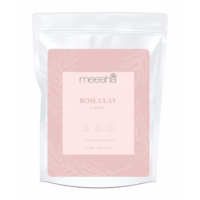 meesha Rose Clay Powder Pink Kaolin Clay | 3.5 oz (100g) | Mild cleansing, detoxifying, gentle exfoliation clay | DIY face masks, body scrubs | 100% Natural skincare and haircare products |