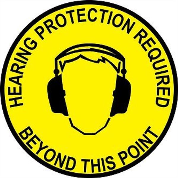 Graphical Warehouse Hearing Protection Required Beyond This Point Floor Sign-22"