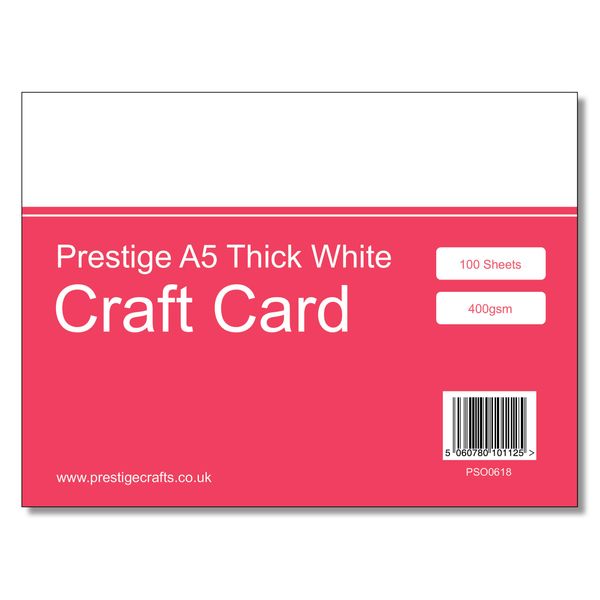 Prestige A5 Thick White 400gsm Card for Crafting x 100 Sheets