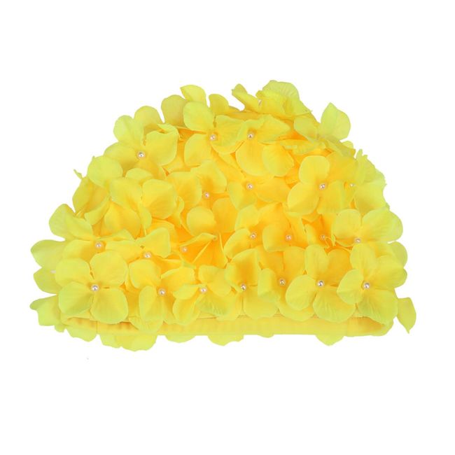 WINOMO Swim Cap Floral Petal Stylish Swimming Hat Bathing Caps One Size for Women (Yellow)