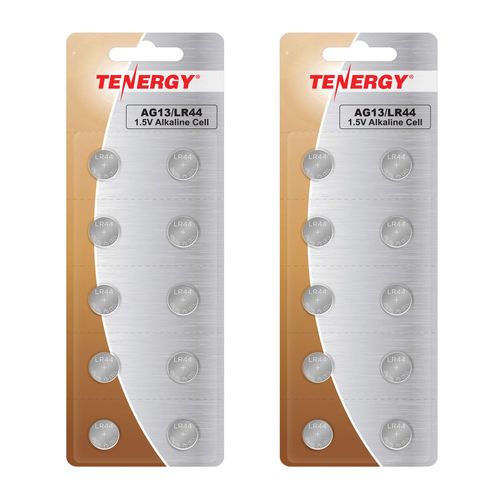 Tenergy 1.5 Volt Battery LR44, Button Cell LR44, ag13/LR44 Batteries Equivalent, Ideal for Watches, Laser Pointers, Small Toys, Portable Electronics, and More, 20 Pack