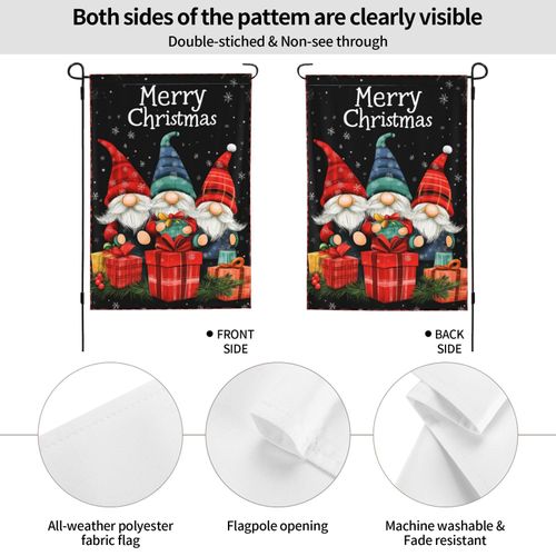 Merry Christmas Gnomes Garden Flag 12x18 In Double Sided Yard Flags Lawn Sign Decor No Flagstand