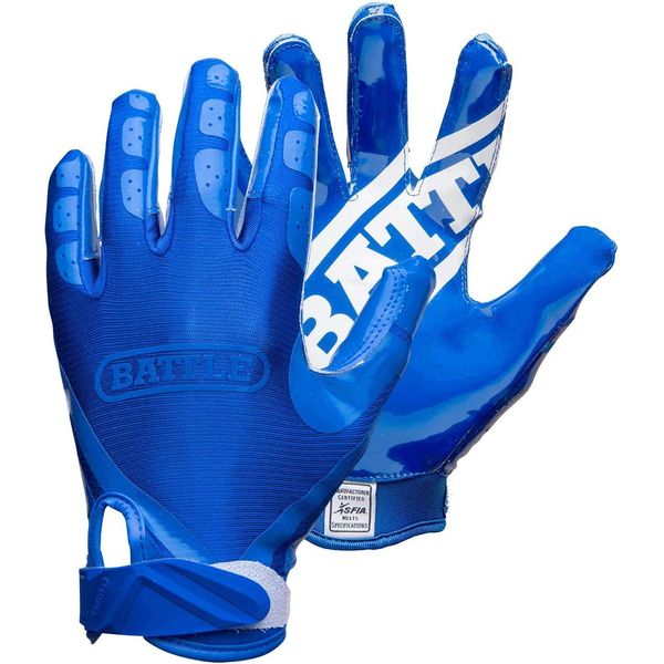 Battle Double Threat Adult Football Gloves, Blue, Small