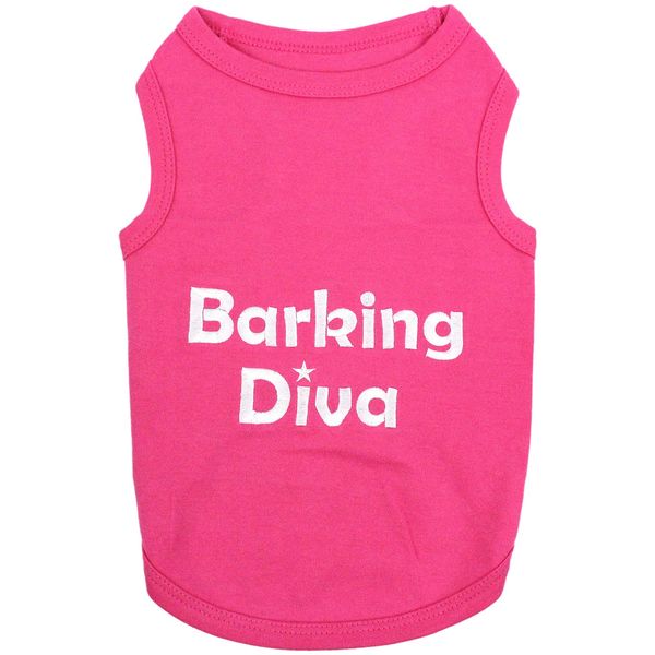 Parisian Pet Dog Cat Clothes Tee Shirts Embroidered T-Shirt Barking Diva, XXS